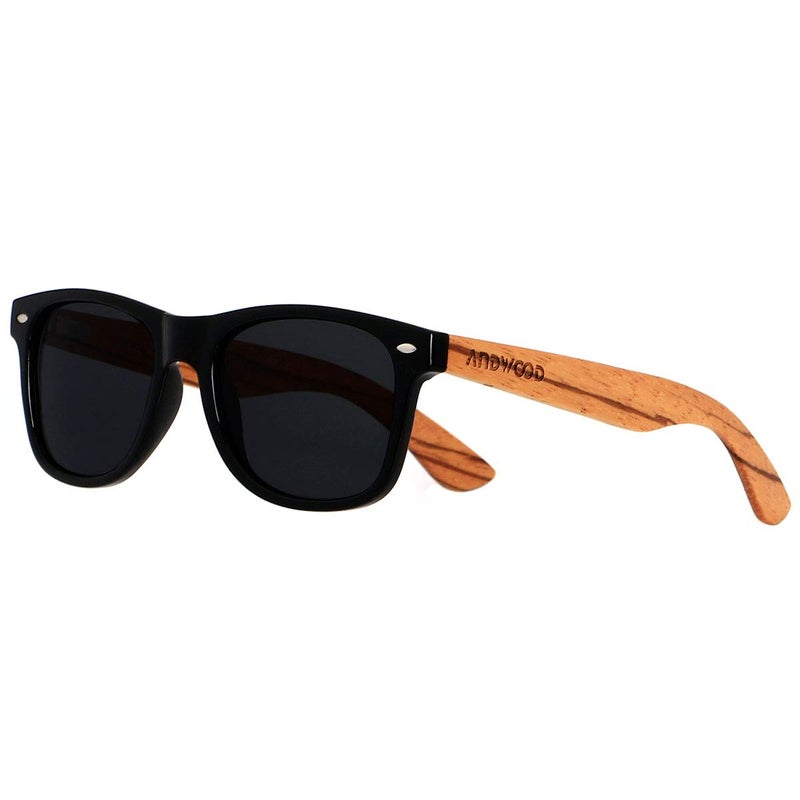 ANDWOOD Wood Sunglasses Polarized for Men Women Uv Protection Wooden Bamboo Frame Mirrored Sun Glasses Black Shades - Image 1